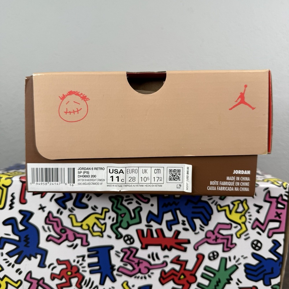 Travis Scott x Air Jordan 6 Retro PreSchool British Khaki DH0693-200 Size 11c - Picture 13 of 14